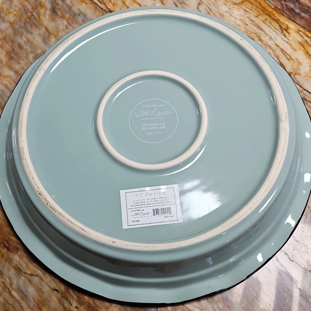 Ceramic Pie Dish Says Gather Here With A Grateful Heart NEW